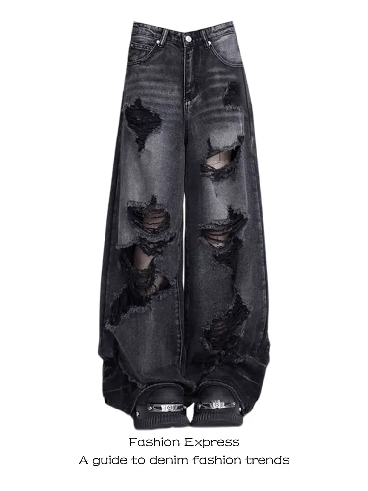 

Джинсы Waed Bla High Street American Denim для женщин, осенне-зимние, свободные, в стиле BF, удлиненные, широкие штанины, джинсы-клеш