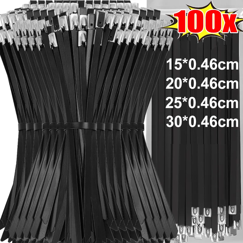 

Stainless Steel Cable Ties Multifunctional Metal Self-locking Fastening Rings Heavy-Duty Exhaust Wrap Tie Cable Wire Organizer