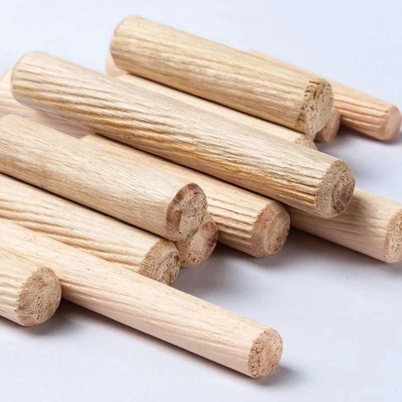 100Pcs Round Fluted Craft Dowel Pin Rod Set Furniture Fitting Wooden Dowel