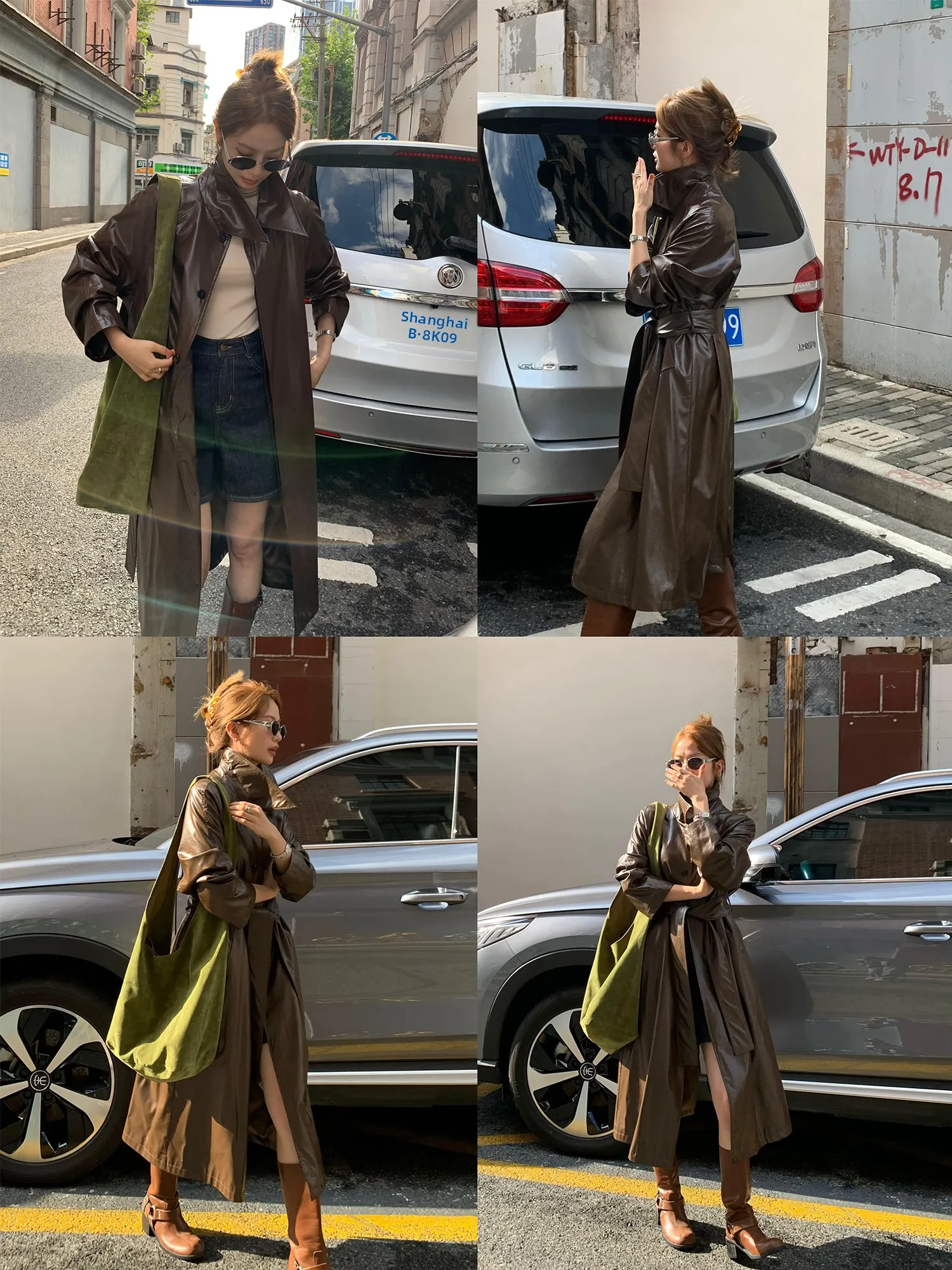 Jaqueta Feminina Casual ChenMiFan de Couro PU Solta com Cinto na Cintura Longa - Moda Outono