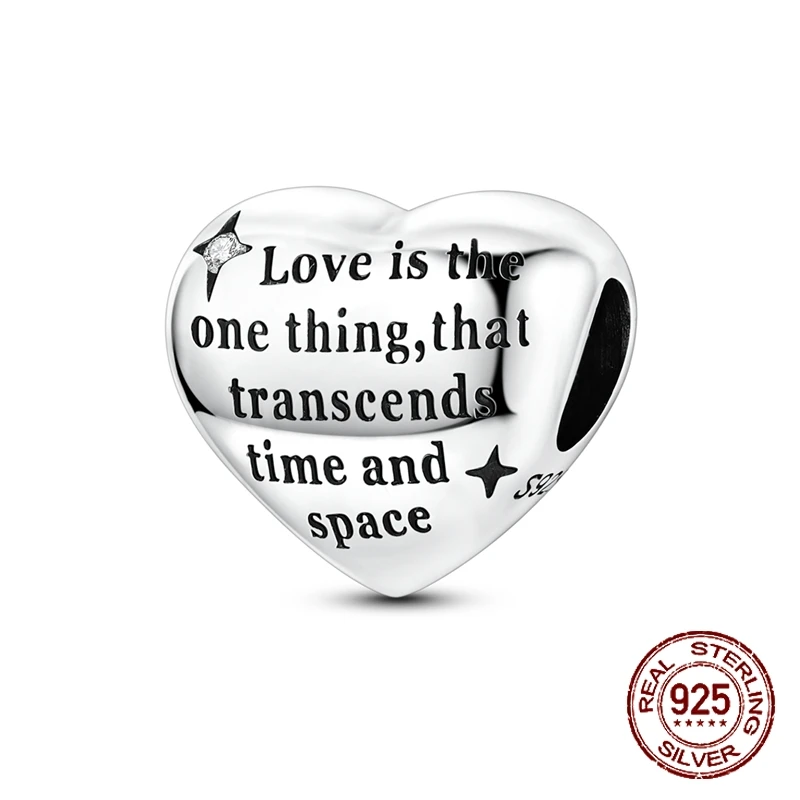 

Подвеска-сердце из стерлингового серебра 925 пробы «Любовь вне времени и пространства» для оригинальных браслетов-шармов, женские украшения, подарок для самостоятельного изготовления украшений