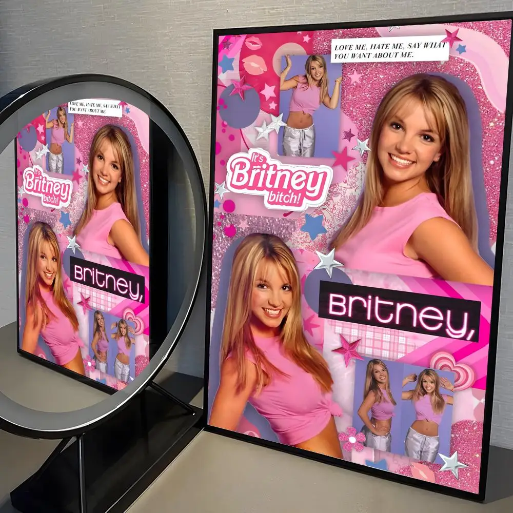 Retro-Sängerin Britney Spears Poster, selbstklebender Kunst-Aufkleber aus wasserfestem Papier, Kaffeehaus, Bar, Zimmer, Wanddekoration – Detail 10