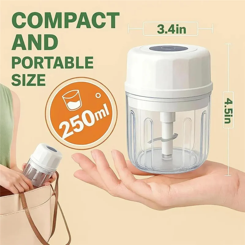 เครื่องบดสับกระเทียมไฟฟ้าขนาดเล็ก FZFZ, เครื่องเตรียมอาหารแบบพกพา, เครื่องบดผักและหอมใหญ่, เครื่องบดเนื้อพร้อมช่องเสียบ USB สำหรับชาร์จ