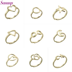 Women Stainless Steel Ring Heart Ring For Jewelry Making Moon And Star Ring Fashion Trendy Rings Wholesale Jewelry Lots Mix