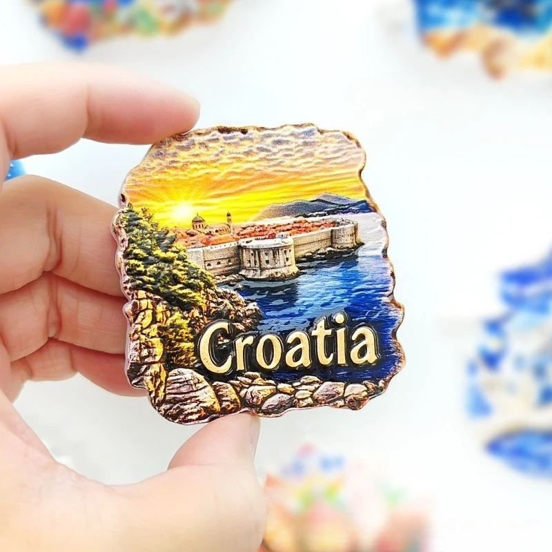 مغناطيس ثلاجة Dubrovnik Old Town - تذكار كرواتي ثلاثي الأبعاد لديكور المدينة بجدار القرون الوسطى هدية أدرياتيكية فريدة مع مغناطيس قوي #2