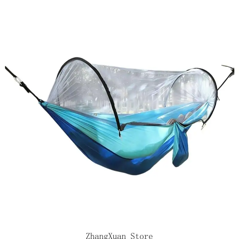 Outdoor-Hängematte mit Insektenschutz, Hängehängematte, Tragetasche und Hängebändern für Camping, Ruhe und Reisen 3XUF – Detail 9