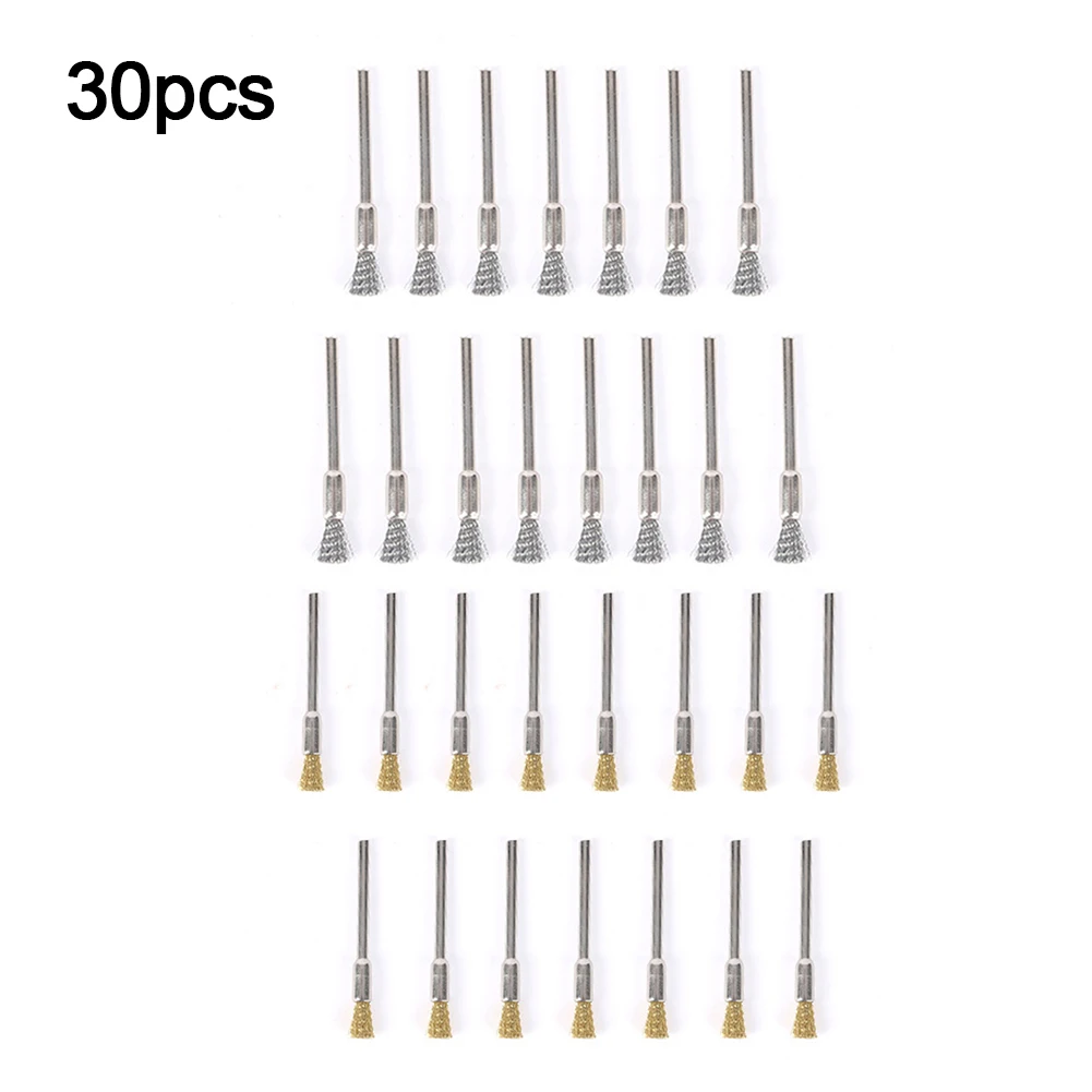 30pcs Wire Brush Wheel Cup Brush Set Steel Copper Wire Wheel For Rust Removal Deburring Brush For Accessory Rotary Tools