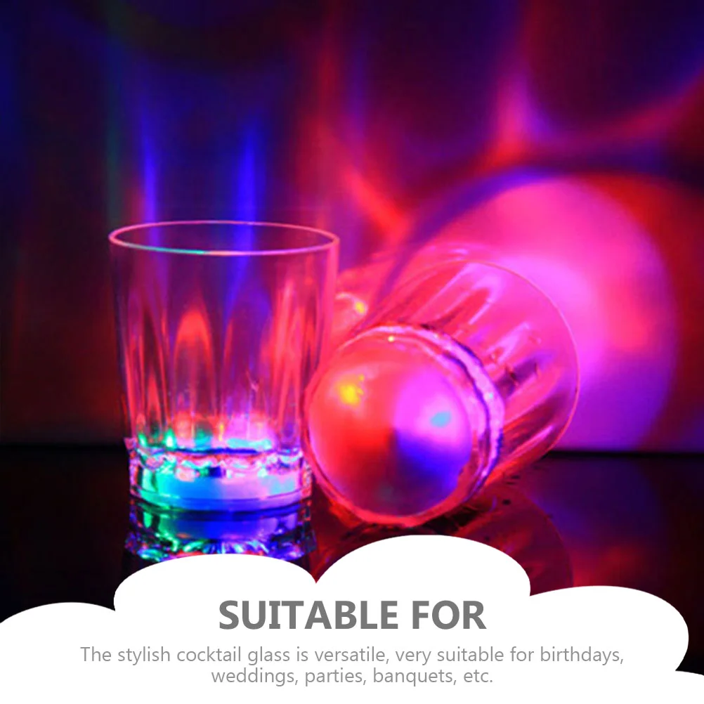 6 Pcs LED Glowing Glass Whiskey Glasses Shot Plastic Drinking Cup Cups