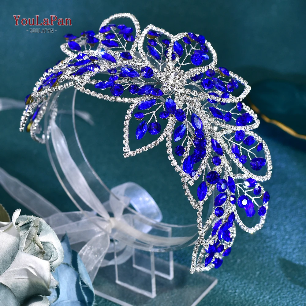 YouLaPan Bridal Wedding Dress Belt Blue Color Rhinestone Handmade Women Waist Flower Belt For Bridesmaid Sash Belt SH803 image 3