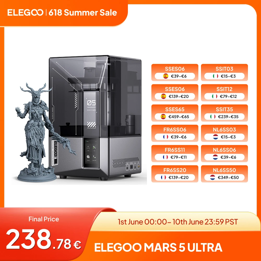 ELEGOO Mars 5 Ultra 9K MSLA-Harz-3D-Drucker, Neigungsfreigabe, Innovation, KI-Smart-Kamera, Selbstprüfung, automatische Nivellierung, 153,36 x 77,76 x 165 mm