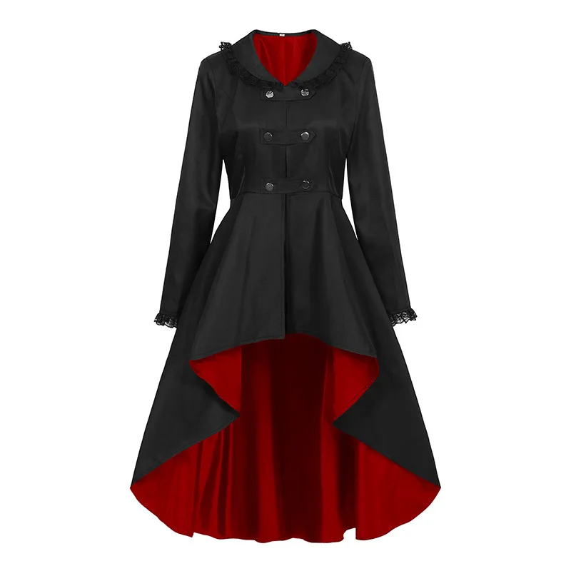 Halloween Vintage Long Tailcoat Windbreaker Multi-Size Multi-Color Irregular Hemline Women's Ethnic Costume Stage Outfit