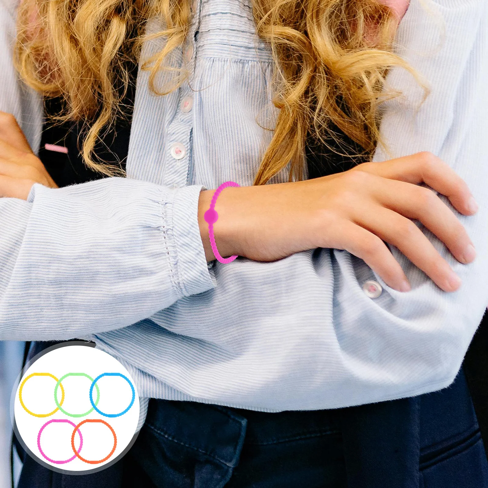 

5Pcs Colorful Silicone Wristbands Smooth Elastic Strap for Daily Wear Comfortable Skin-Friendly Bracelet Decorative Outdoor