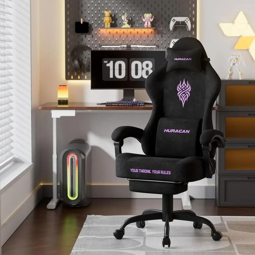 Velvet abric Gaming Chair - 20.5″ Wider Seat Cushion, ire Embroidery, Ergonomic High Back Game Chair with ootrest | Computer Cha