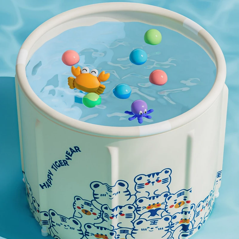 Kids Bath Bucket Baby Swimming Bucket Bathroom Foldable Newborn Bath Bucket Swimming Pool Foldable Bath for Children Thicken Tub