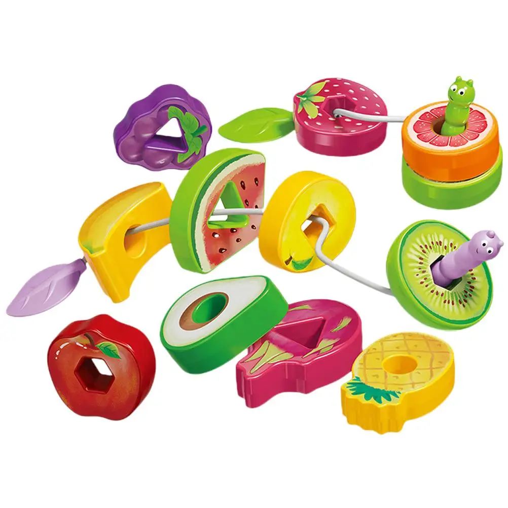 

Fruit Chuckling Toys for Toddlers Blocks Light Fruits Lacing Beads Early Learning String Music
