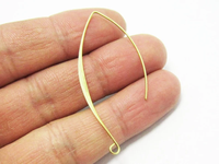 50pcs Long Ear Wires, Brass Earring Hook, Hammered Flat Side, 48mm, Earrings Making, Brass Findings, Jewelry Supplies -R212