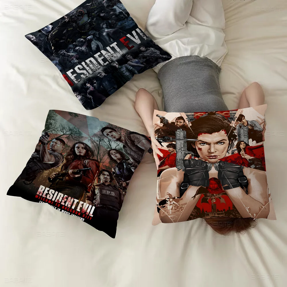 

Canvas Painting Game R-RESIDENT EVIL Pillow Gift Home Office Decoration Bedroom Sofa Car Cushion Cover Case 45x45