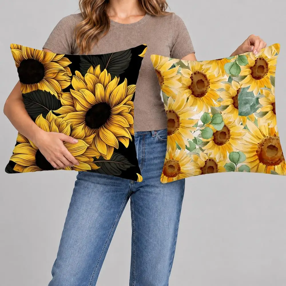 Classic Trend Sunflower Cushion Cover Throw Pillow Covers Decorative Cushion Covers for Sofa Living Room Halloween Decor