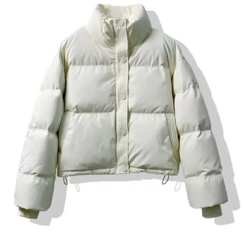 Veste en duvet de coton à col montant court de style coréen pour femmes en automne et en hiver, nouvelle veste en coton chaud à fermeture éclair haut de gamme