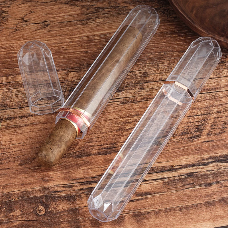 22mm Cigar Case Acrylic Travel Cigar Tube Fashion Humidor Holder Single Portable Storage Clear Storage Box Cigar Accessories