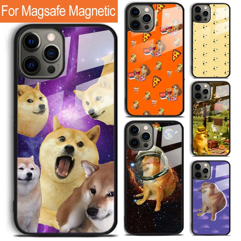 Doge Dog Cheems meme Phone Case For iPhone 16 15 14 13 12 11 Pro Max Plus Magsafe Magnetic Wireless Charging Cover