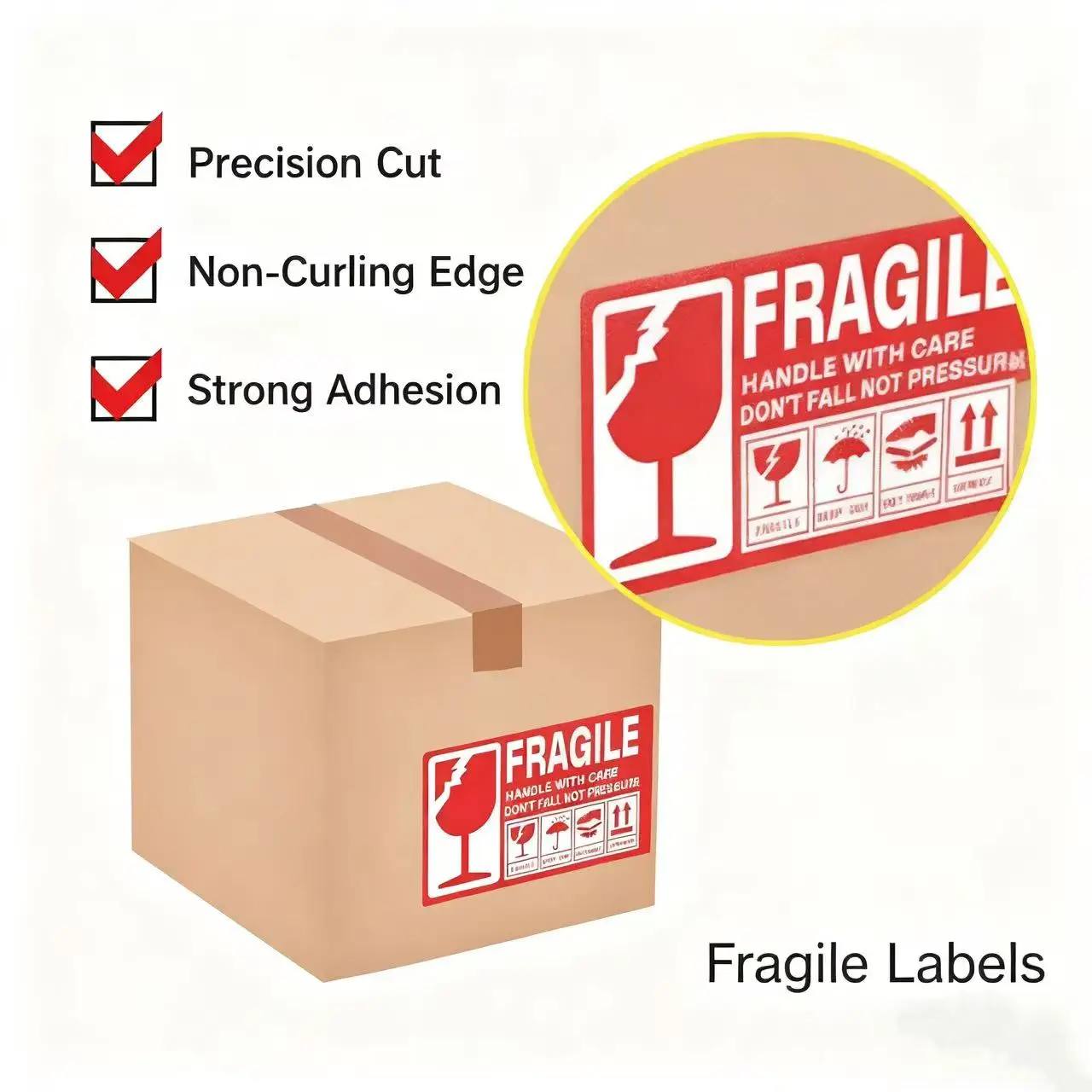 Adesivi per avvisi merci fragili: etichette durevoli, facili da applicare per spedizioni delicate, prevengono danni sicuri e visibili efficacemente