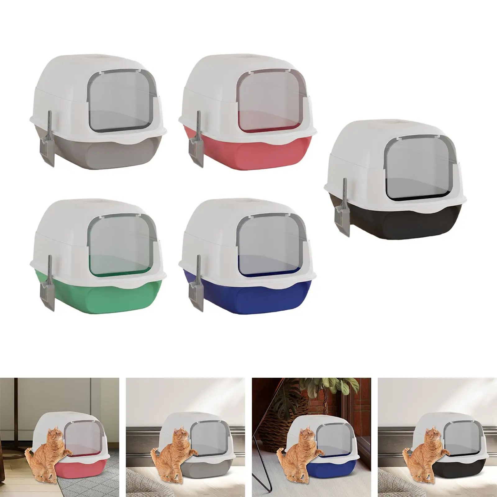 Fully Covered Cat Litter Box Pet Supplies Prevent Sand Leakage High Capacity Anti Splashing and Scoop Cat Deep Toilet