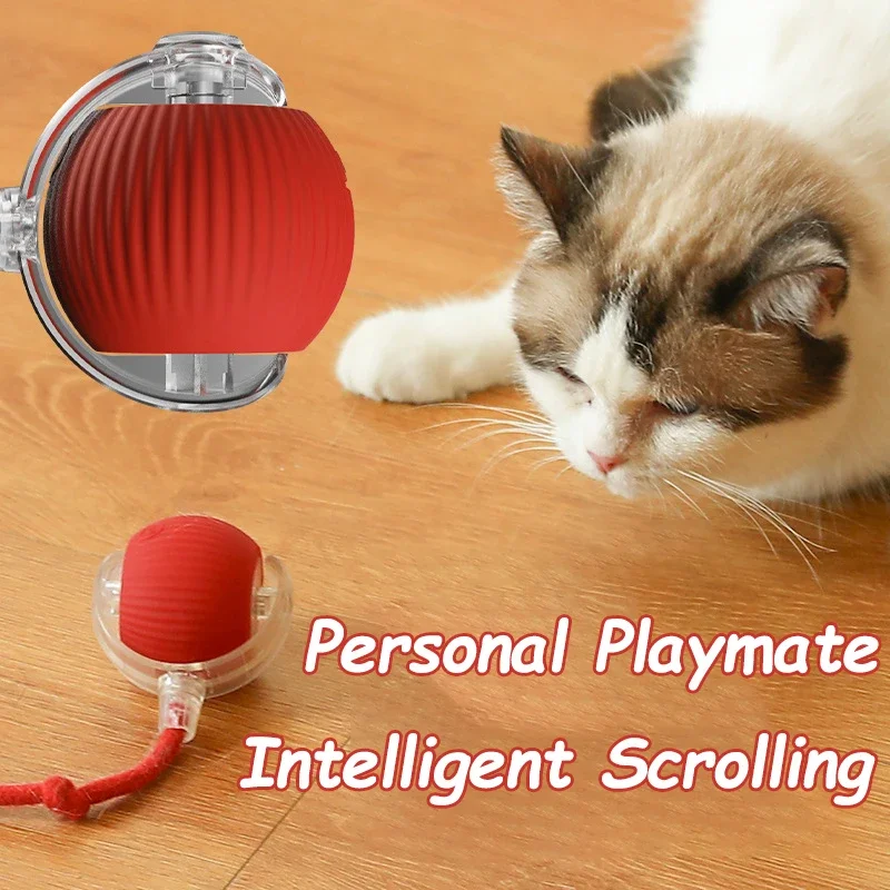 Interactive Ball Cat Toys Automatic Rolling Ball Faux Tail Rechargeable Smart Pet Electric Toy Dog Cat Training Imitate Mouse