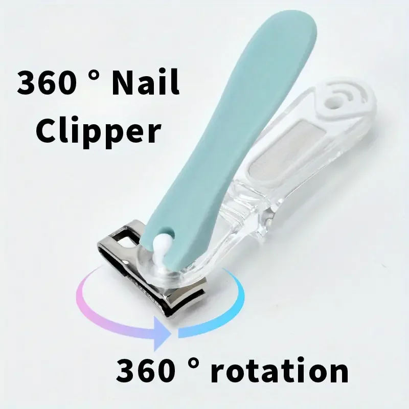 360-Degree Rotating Stainless Steel Nail Clipper with Built-in Nail File - Multi-Functional Nail Cutter & File Board Nail Tool