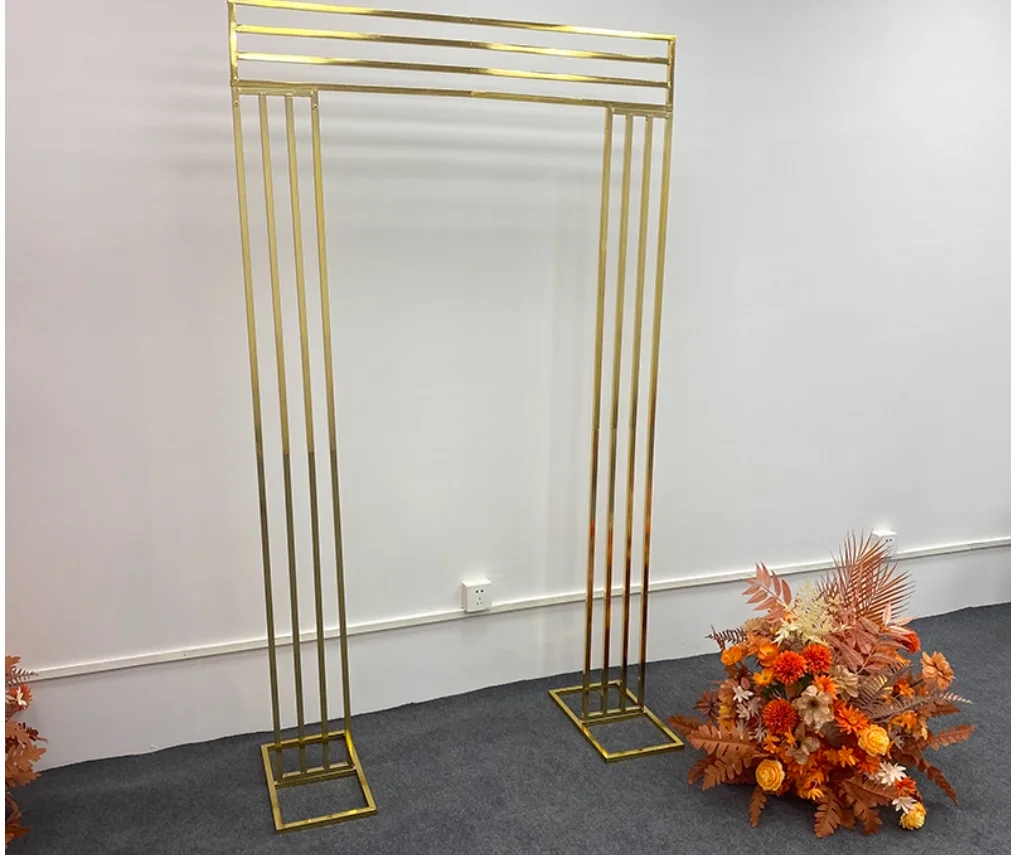 

New gold-plated background frame, wedding ironwork props, outdoor wedding decoration, square frame, screen and signboard