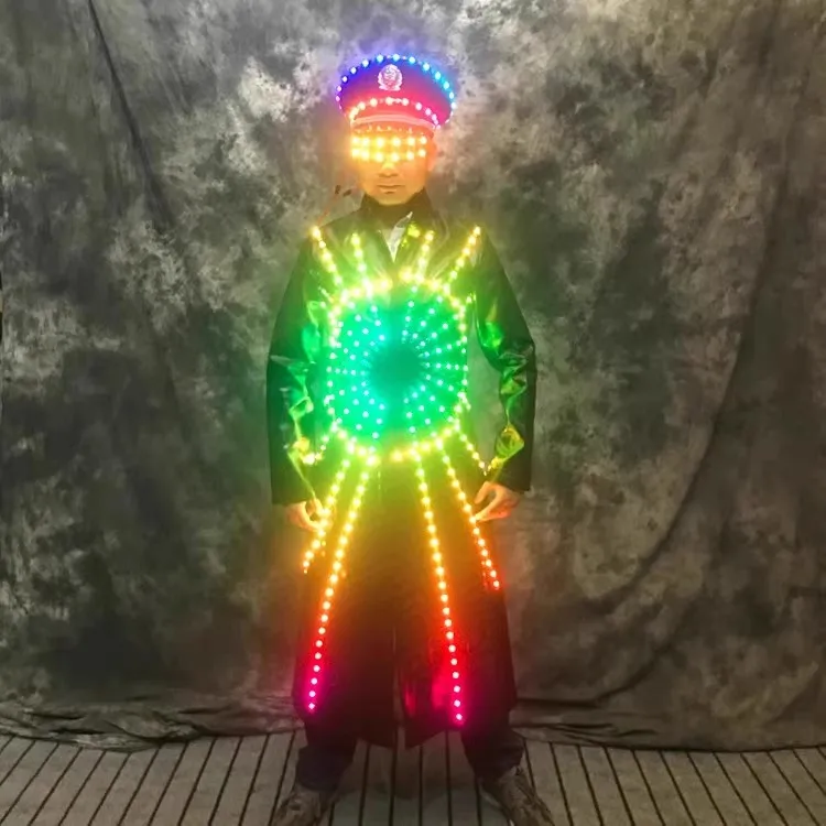 

Long LED Glowing Sun Costume for Stage Performance Bar Dance Outfit Youth Faion Set All Seasons Suitable Other Fabric
