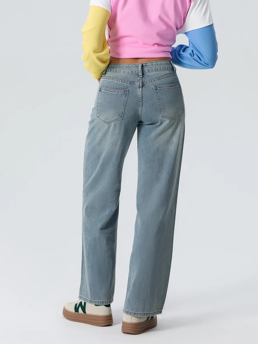 กางเกงยีนส์ผู้หญิงเอวต่ำมีกระดุมซิปกางเกงขายาวมีกระเป๋าสำหรับสวมใส่ในชีวิตประจำวัน