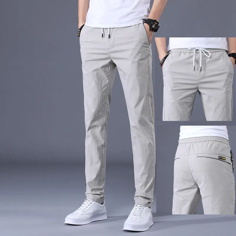 

Мужские повседневные брюки с эластичной резинкой на талии — эластичные облегающие модные молодежные спортивные брюки