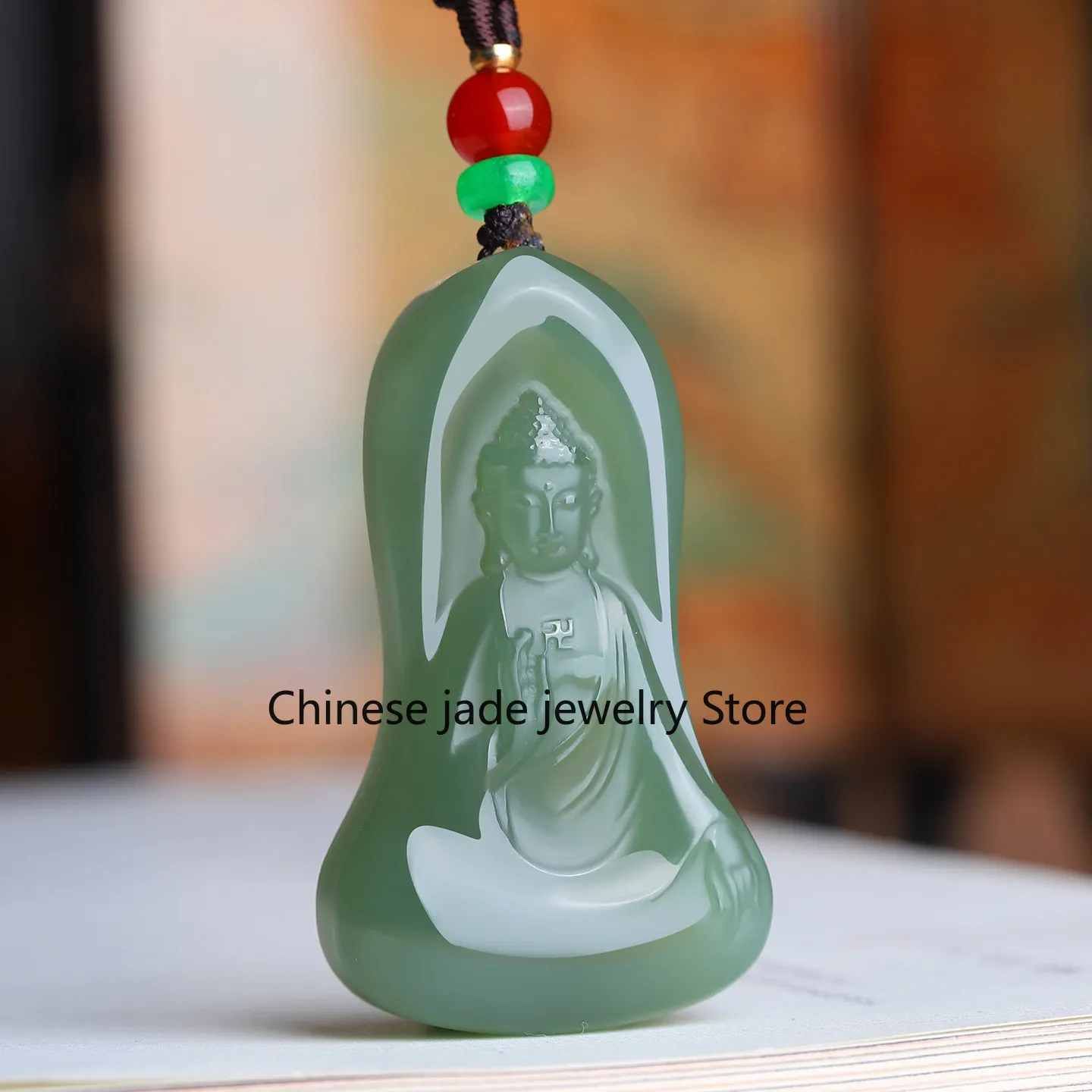 Genuine Hetian Tathagata Buddha Pendant Men's and Women's Pendant Lake Green Pendant Natural Qinghai Materia