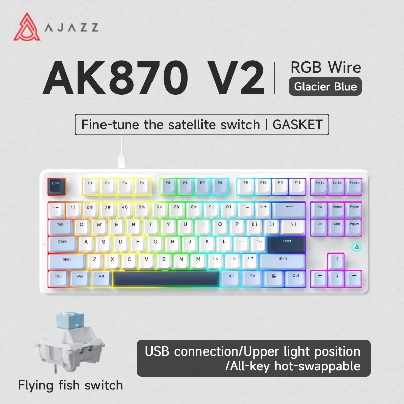 AJAZZ AK870 V2 Triple-Mode Wireless Mechanical Keyboard with TFT