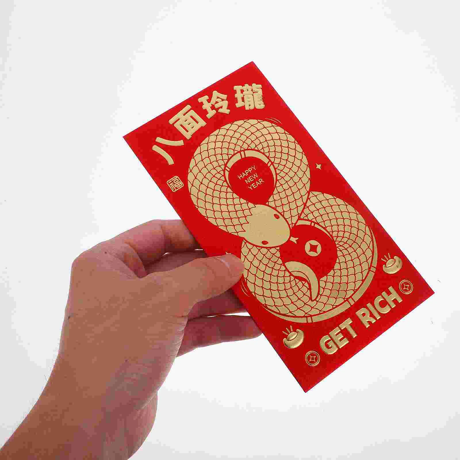 12 sobres rojos del año del serpiente, sobres de boda china, papel Ampao Lunar, nuevo