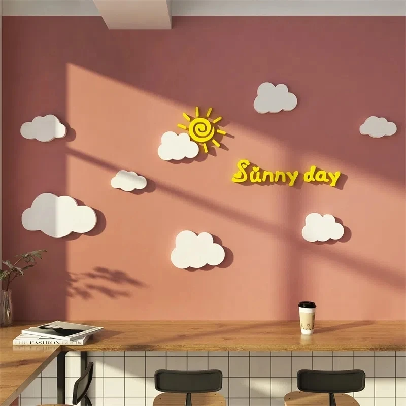 

Cartoon Sun Overcast Wallpaper Acrylic Three-dimensional Wall Sticker Kindergarten Background Wall Decoration Wall Sticker