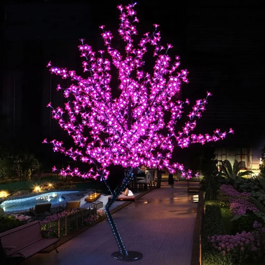 Luz LED de árbol de cerezo, 864 Uds., bombillas LED, 1,8 m de altura, 110/220VAC, siete colores para opción, resistente a la lluvia, uso exterior