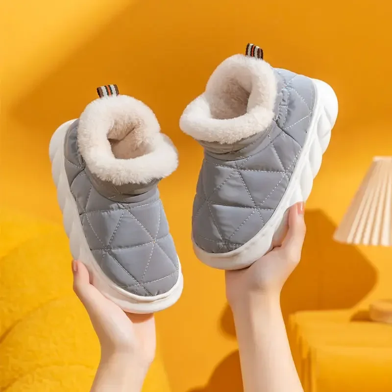 2023 Winter Children Snow Boots Boys Girls Thick Wool Fur Cotton Warm Boots Parent-Kid Waterproof Family Non-slip Ankle Boots