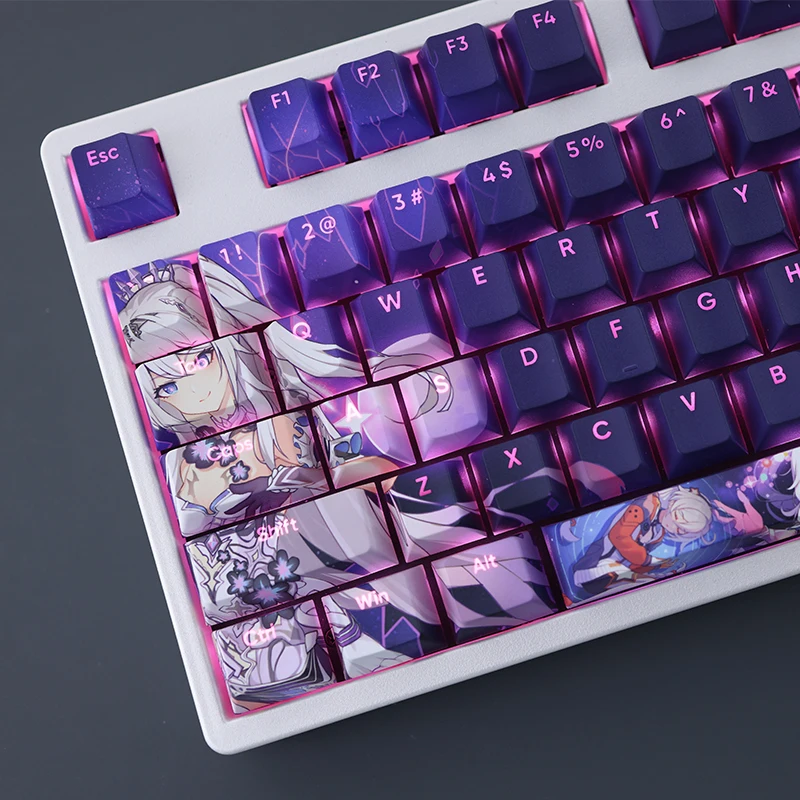 108 Keys/Set Honkai Impact 3 Kiana Kaslana Gaming Anime Cute Girl Character PBT Keycaps for Mx Switch DIY Mechanical Keyboard