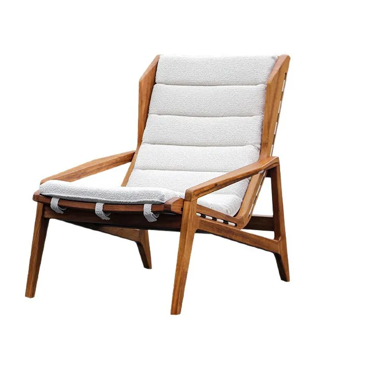 Solid wood lounge chair, woven chair, retro carved Moroccan hotel bed and breakfast outdoor terrace sofa chair