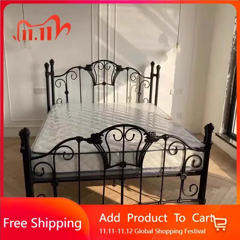 Salon Simple Double Bed Waterproof Cheap Replica Metal Sleeping Queen Beds Bedroom Modern Aesthetic Muebles Unique Furniture