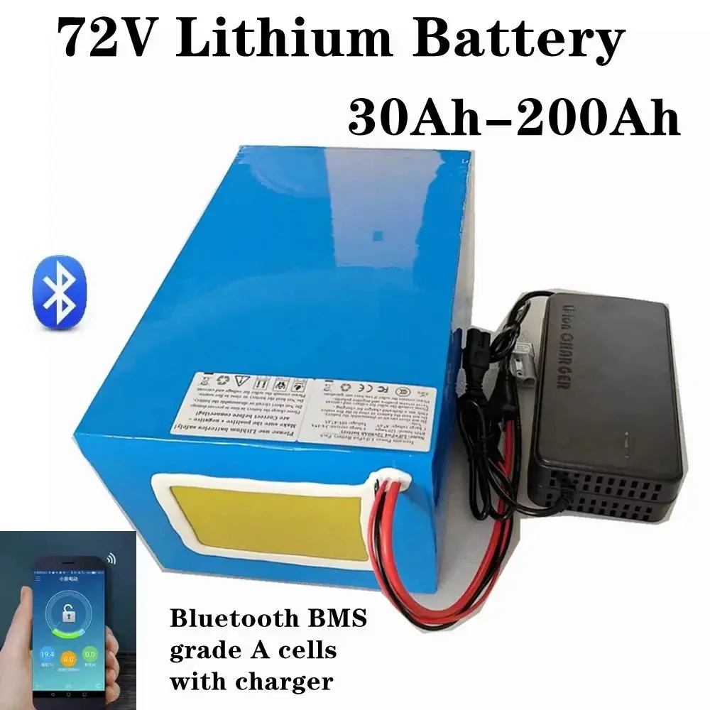 

72V 30Ah 40Ah 50Ah 60Ah 80Ah 100Ah 120Ah 200Ah Battery 3000W 5000W 84V Electric Bike Motor with Bluetooth BMS APP