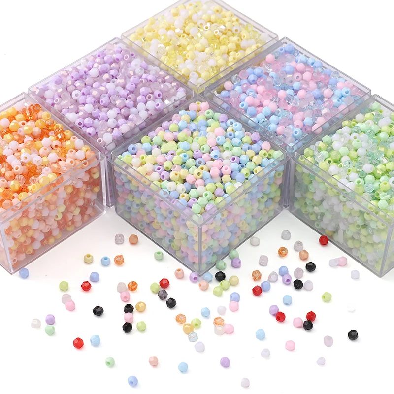 150pcs 4x4mm Acrylic Mixed Color Bicone Shape Beads Faceted Spacer Loose Beads for Jewelry Making DIY Bracelet Earrings Supplies