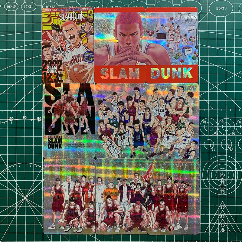 9Pcs/set Slam Dunk Sakuragi Hanamichi DIY Homemade Bronzing Flash Card Christmas Birthday Gift Game Toys Collection Card