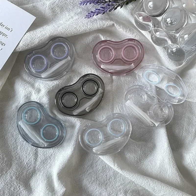 Boîte transparente pour lentilles de contact pour femmes, étui à lentilles de contact pour les yeux, porte-kit de voyage, conteneur de beauté, accessoires cosmétiques