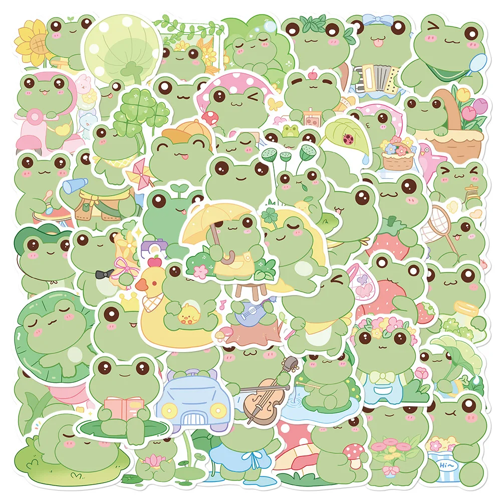 50PCS Nette Frösche Cartoon Graffiti Aufkleber Telefon Gitarre Laptop Notebook Koffer Wasser Flaschen Wasserdichte Aufkleber Aufkleber