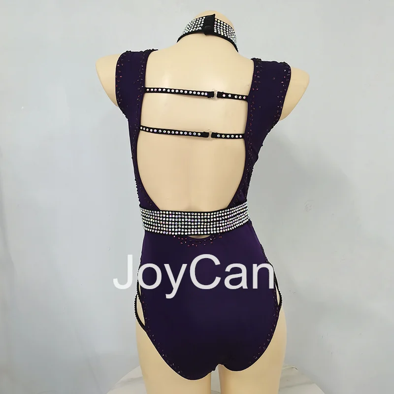 JoyCan Lyrical Dance Dress Dark Purple Jazz Dance Costume Pole Dancing Clothes Girl Performance Training