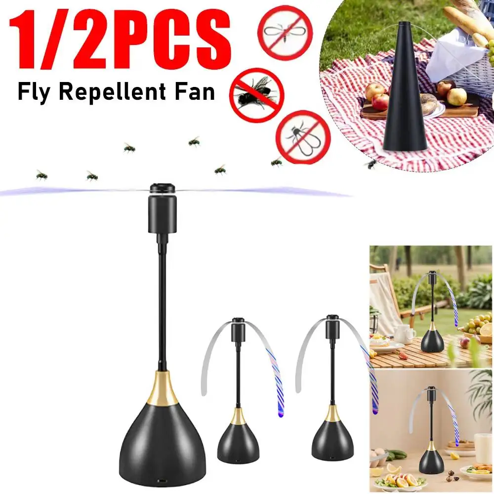 

1/2 шт. отпугиватель мух настольный вентилятор на батарейках отпугиватель насекомых и мух вентиляторы портативный контроль вредителей для кемпинга, пикника, барбекю, вечеринки