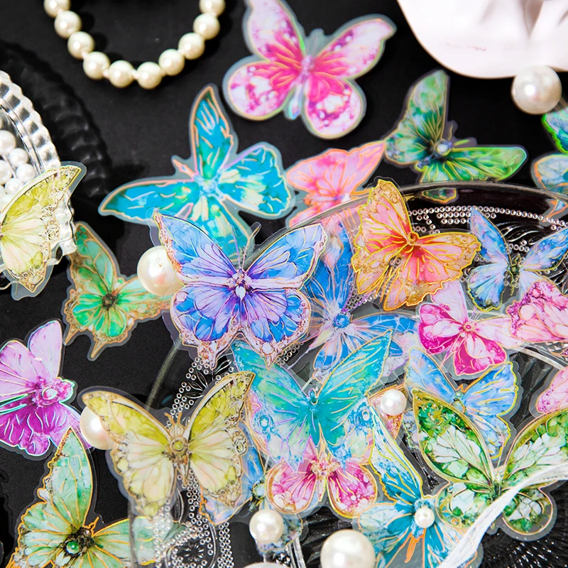 20 pcs/pack Laser PET Butterfly Stickers Decorative Scrapbooking Diary Album Collage material junk journal supplies